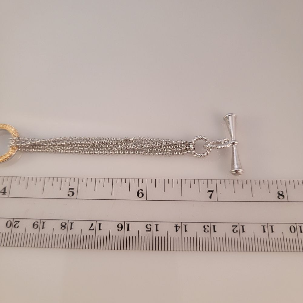New Silver Gold Circle Ring Chain Multi Strand Chain Toggle Bracelet - Picture 5 of 8